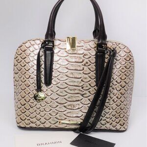 Brahmin Vivian Pearl Dogwood Genuine Leather Dome Handbag (121425)